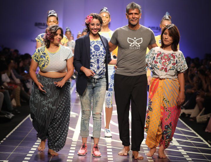 Milind Soman for Nida Mahmood at Amazon India Fashion Week Spring Summer 2018