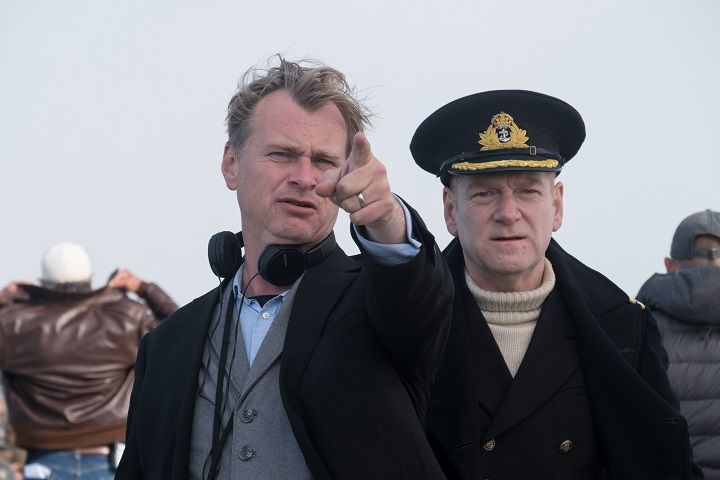 Christopher Nolan on the sets of Dunkirk