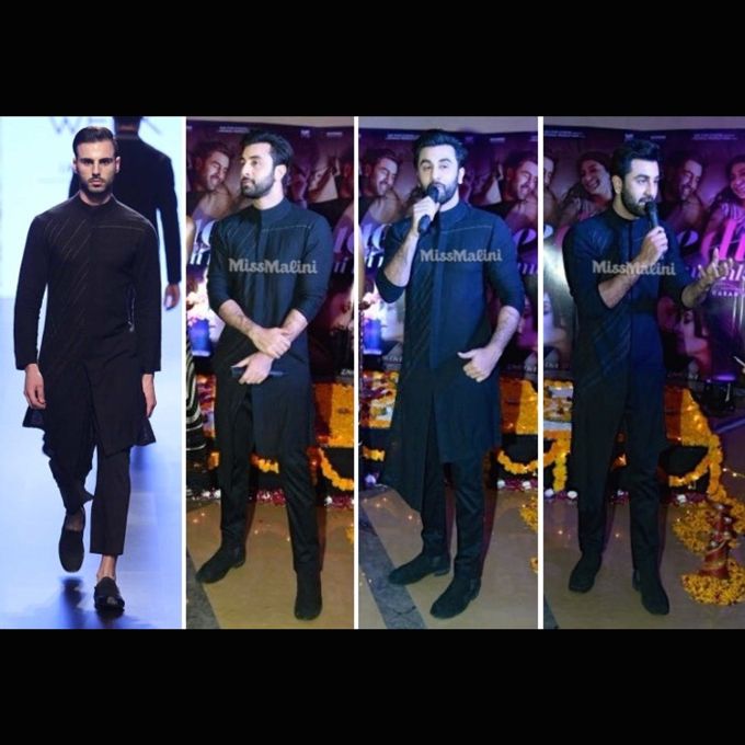 Ranbir Kapoor in Antar-Agni Autumn/Winter’16 and Guidi for Ae Dil Hai Mushkil promotions in Delhi (Photo courtesy | Viral Bhayani)