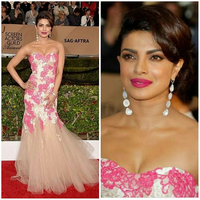Priyanka Chopra Goes Pretty In Pink On The SAG Awards’ Red Carpet