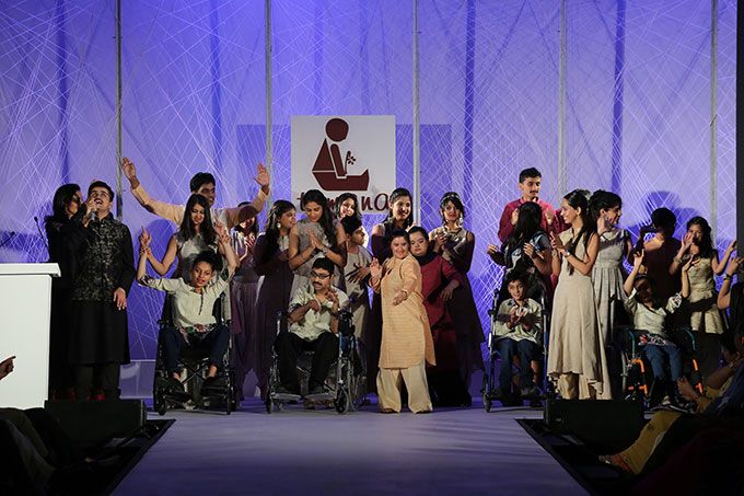 Differently-abled children of the NGO Tamana along with students from schools in ensembles by FDCI designers at the Khadi Fashion Show ‘Inclusion Beyond Boundaries’, a fashion extravaganza that attempts inclusion of the differently-abled into the world of fashion in New Delhi