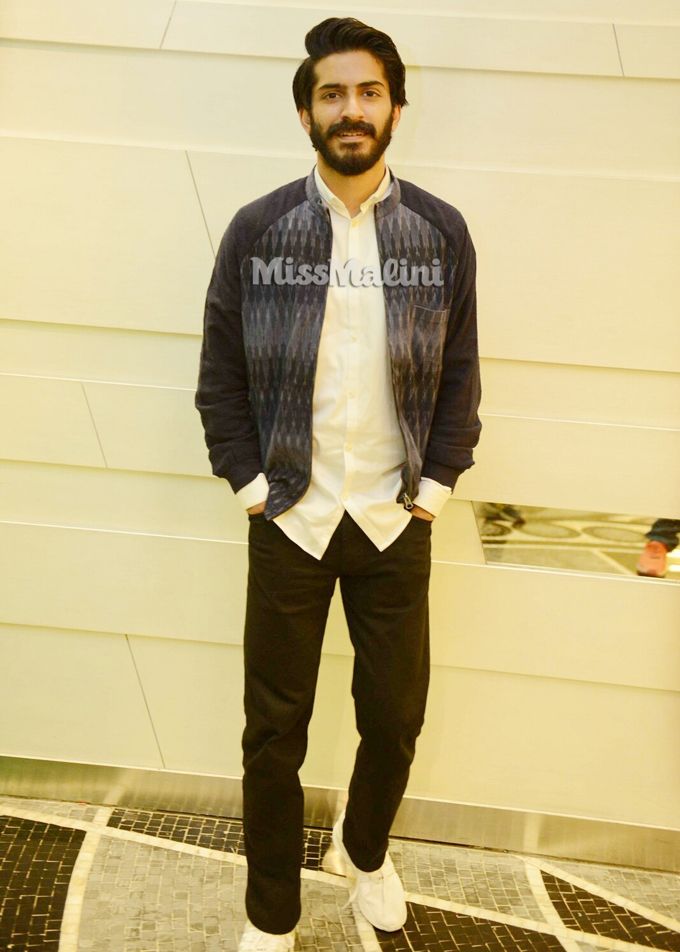 Harshvardhan Kapoor in Suket Dhir, Jack & Jones, Armani Jeans and adidas Originals during Mirzya promotions in Delhi (Photo courtesy | Viral Bhayani)