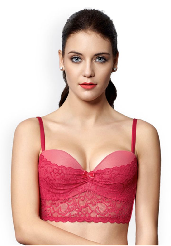 Zivame Red Lace Medium-Coverage Push-Up Bra