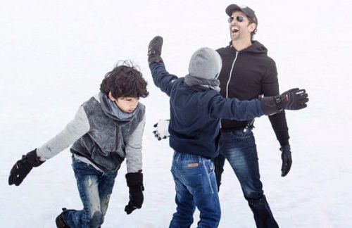 This Video Of Hrithik Roshan And His Sons Making A Snowman Is Too Cute To Handle