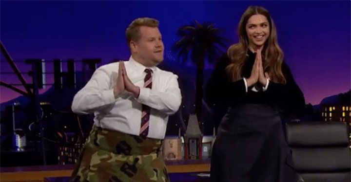 VIDEO: Deepika Padukone Did The Lungi Dance At The Late Late Show With James Corden