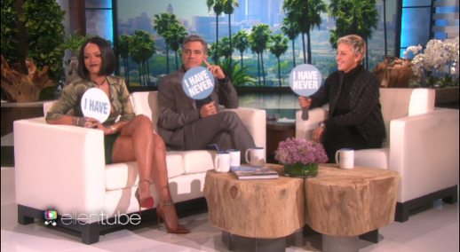 VIDEO: George Clooney & Rihanna Played The Funniest Game Of ‘Never Have I Ever’