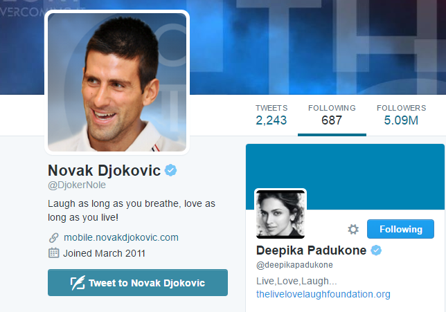Ooh! Novak Djokovic Just Started Following Deepika Padukone On Twitter!