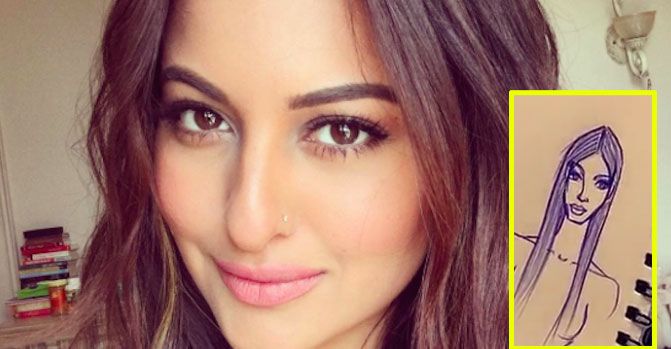 Hey! Sonakshi Sinha Just Made A Sketch Of Kim Kardarshian & It’s Pretty Damn Accurate!
