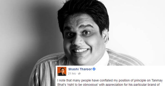 Shashi Tharoor’s Facebook Status About Tanmay Bhat Is Just What We Needed