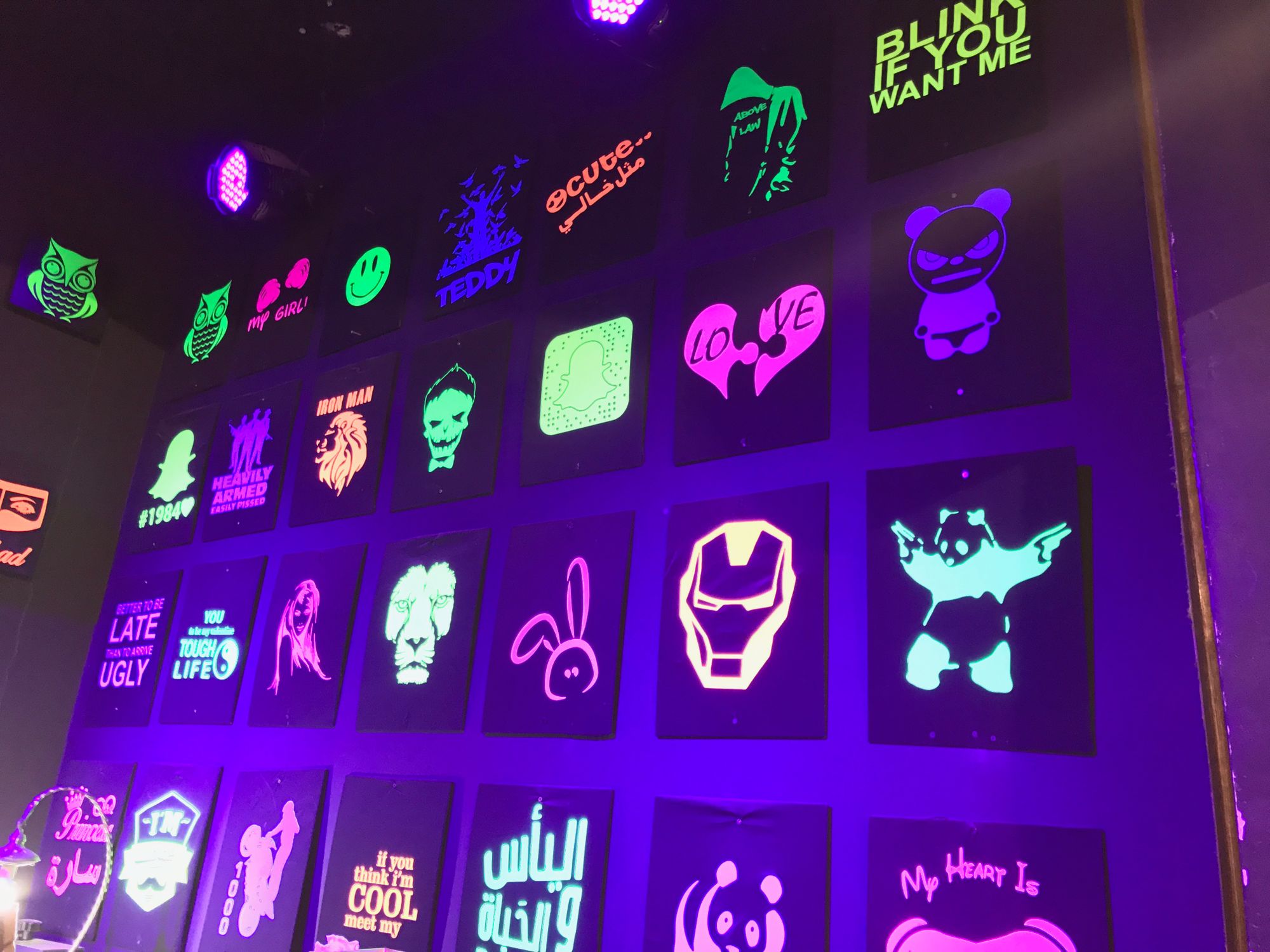 Glow in the dark neon T-shirt prints at Italy Pavilion