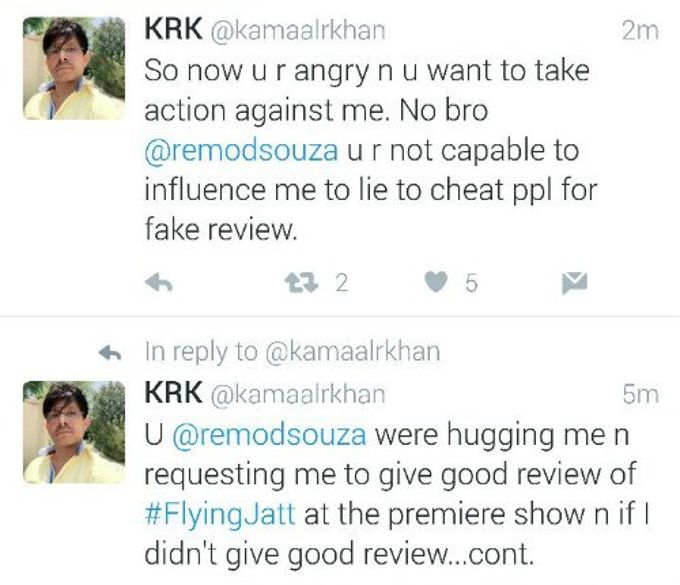 Kamaal R Khan's tweets Source: Spotboye