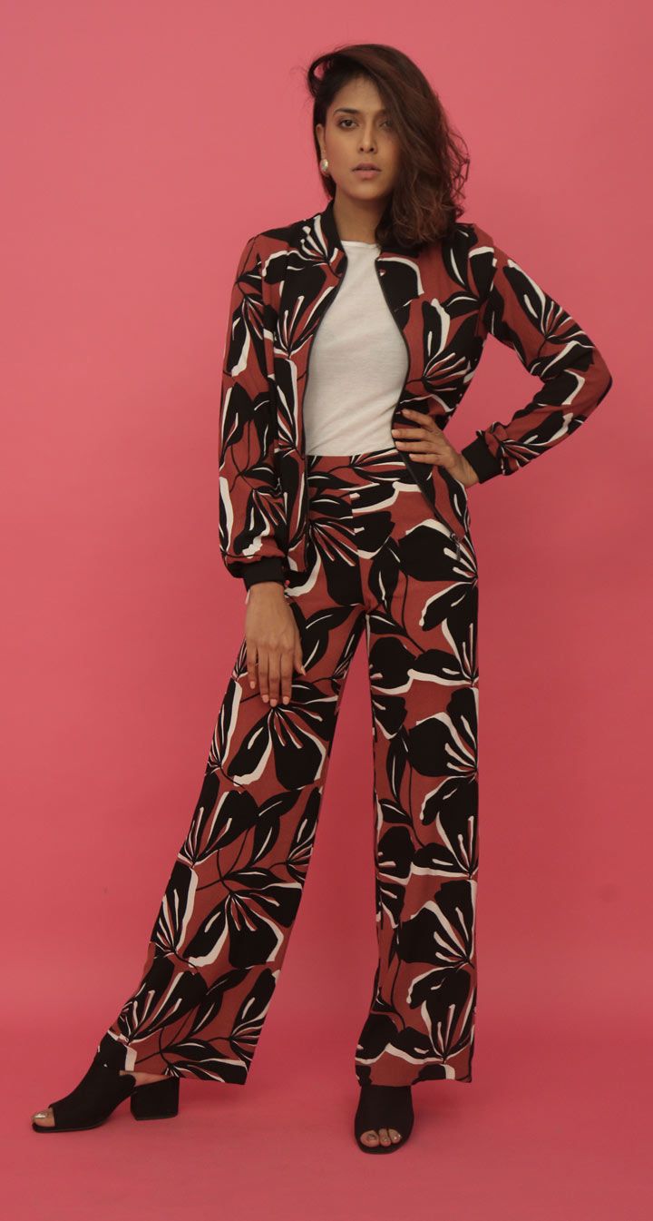Printed Pantsuit: Marks & Spencer, White T-Shirt & Shoes: H&M