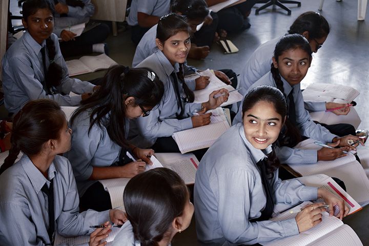 Girls in class at Shantaben Vidhyabhavan (Photo: Romeo Gates)