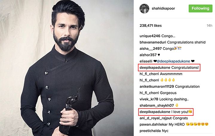 Awww! Look At The Super Sweet Comment Deepika Padukone Left On Shahid Kapoor’s Photo