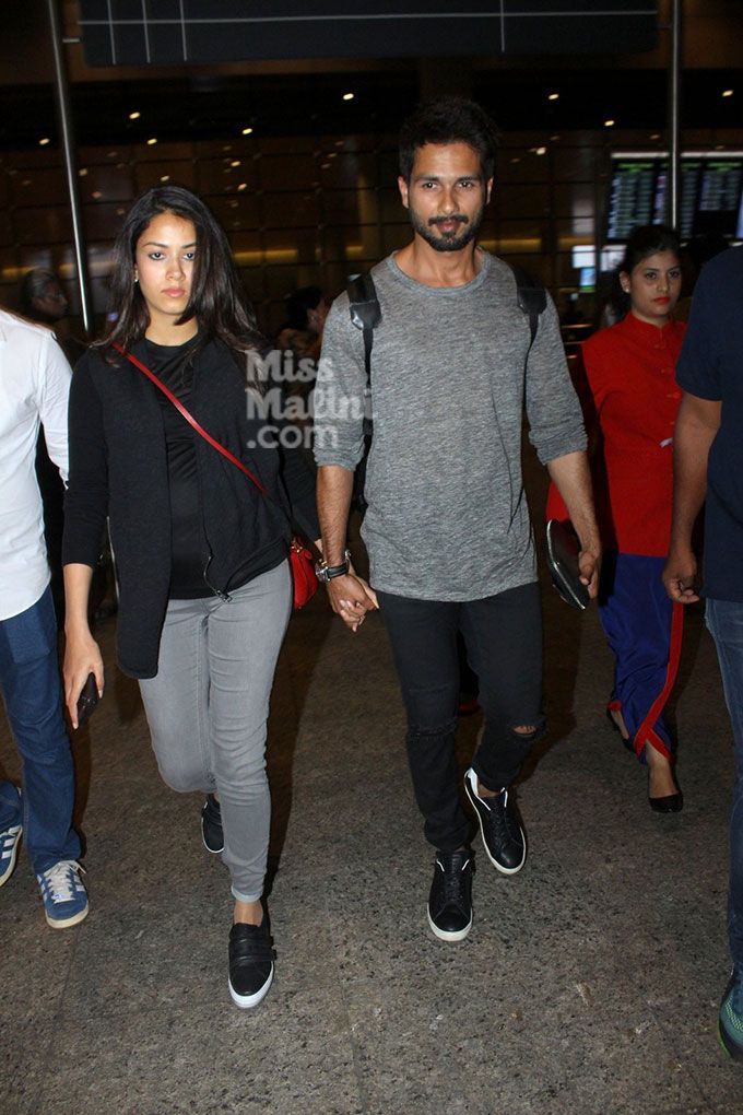 Baby Bump Alert! Parents-To-Be Mira & Shahid Kapoor Spotted At The Airport
