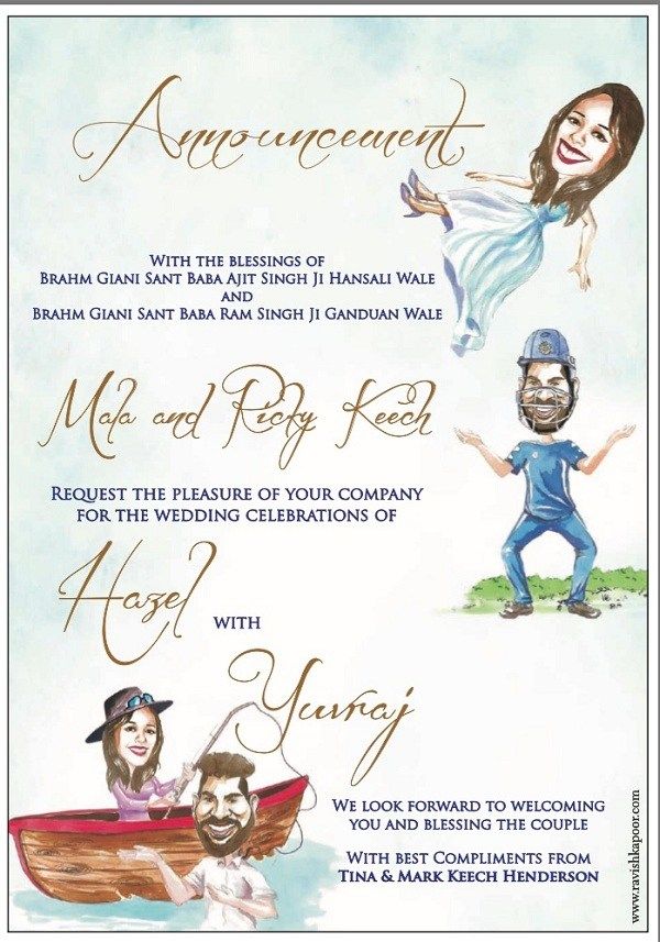 Yuvraj and Hazel wedding card