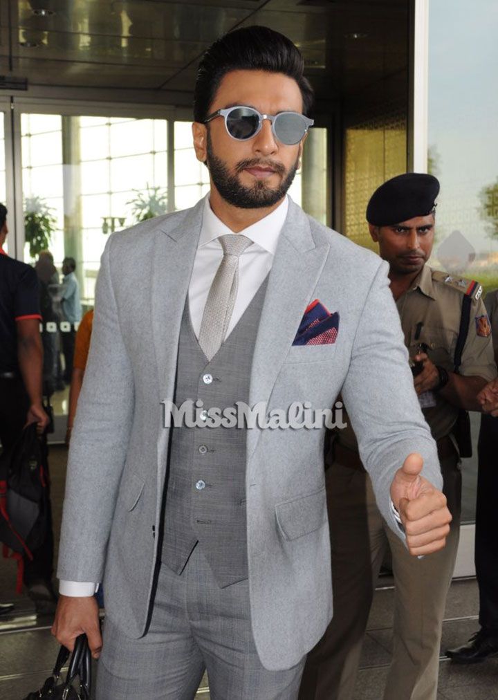 Ranveer Singh looks dapper in grey suit as he takes his Aston