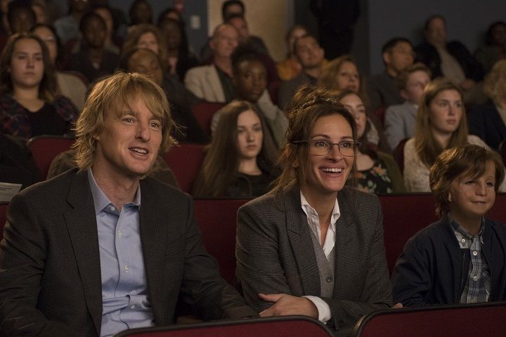 Owen Wilson as "Nate," Julia Roberts as "Isabel," and Jacob Tremblay as "Auggie" in WONDER. Photo by Dale Robinette.