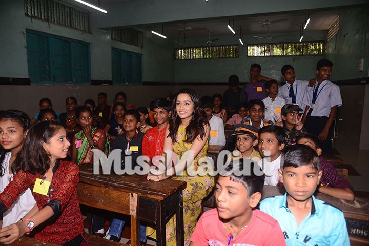 Shraddha Kapoor with students of Prabhadevi Municipal School
