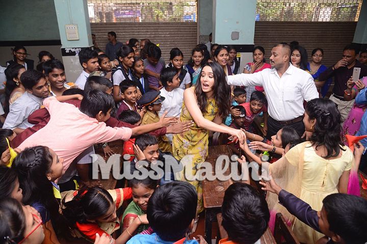 Shraddha Kapoor with students of Prabhadevi Municipal School