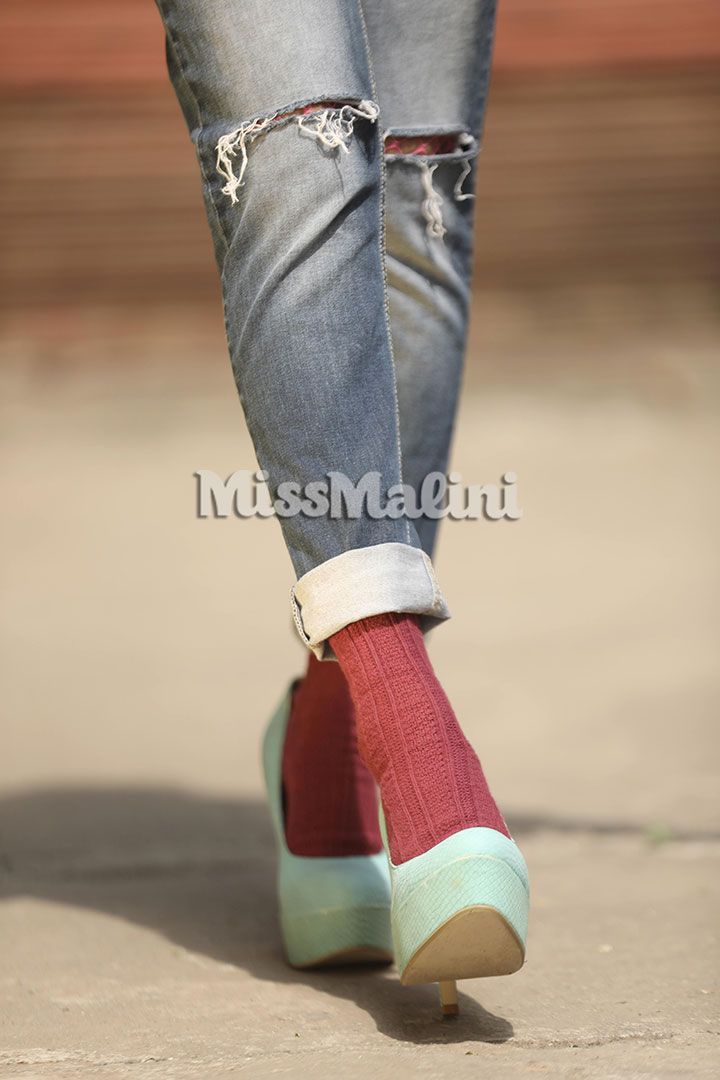 Ripped Denim: Globus | Heels: New Look | Stockings & Socks: Asos