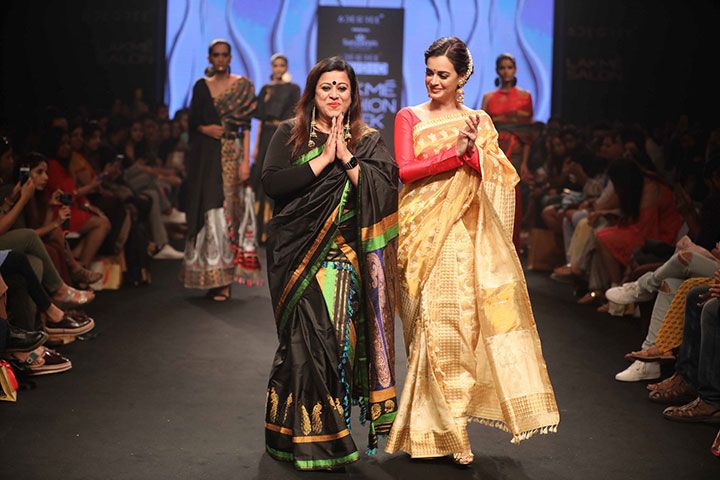 Dia Mirza for Sanjukta Dutta at Lakme Fashion Week SR18