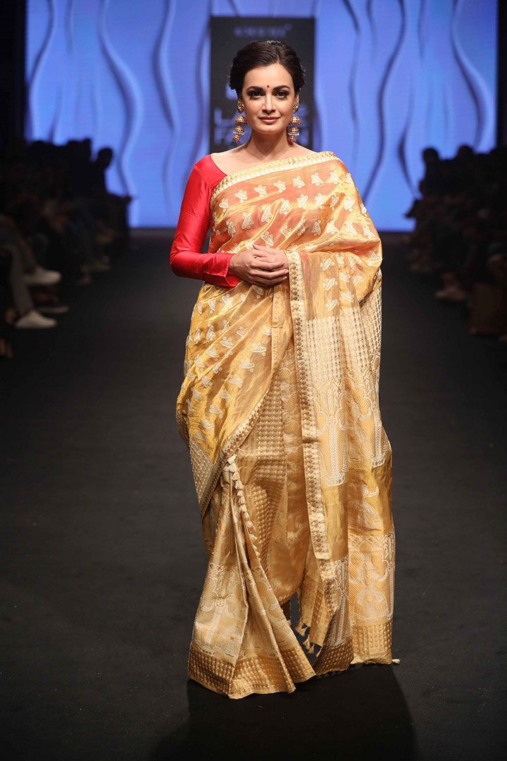 Dia Mirza for Sanjukta Dutta at Lakme Fashion Week SR18