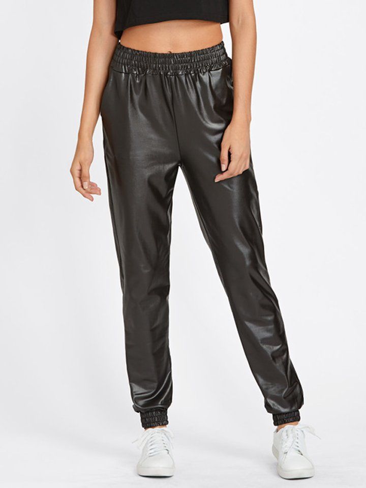 Faux Leather Track Pants | Image Source: www.shein.in