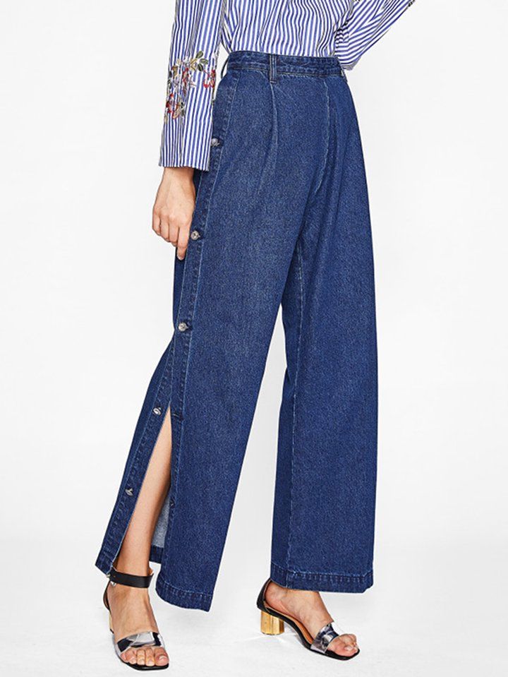 Flared Pants With Side Slits | Image Source: www.shein.in