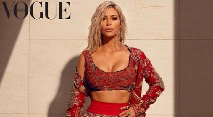 Kim Kardashian’s Curves Were Made For This Sequinned Sabyasachi Sari
