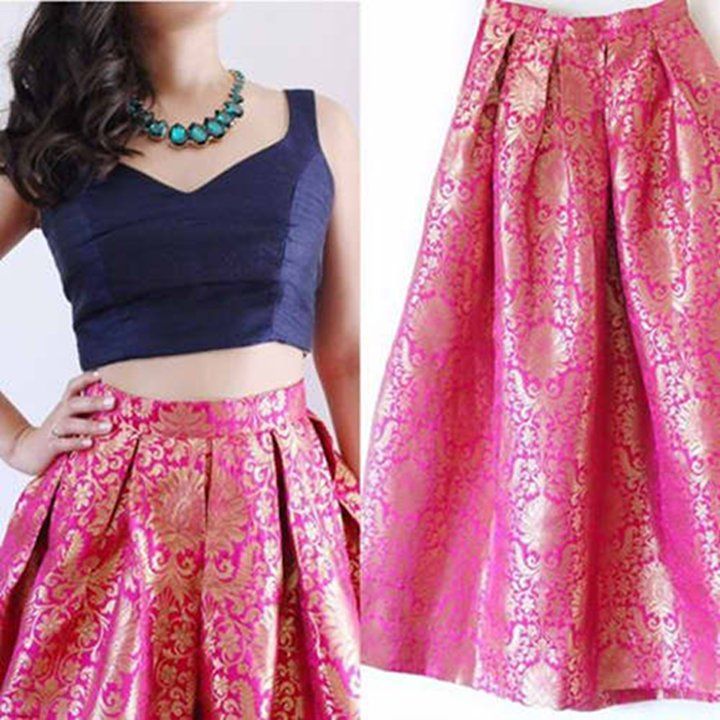 Pink Brocade Skirt | Image Source: www.craftsvilla.com