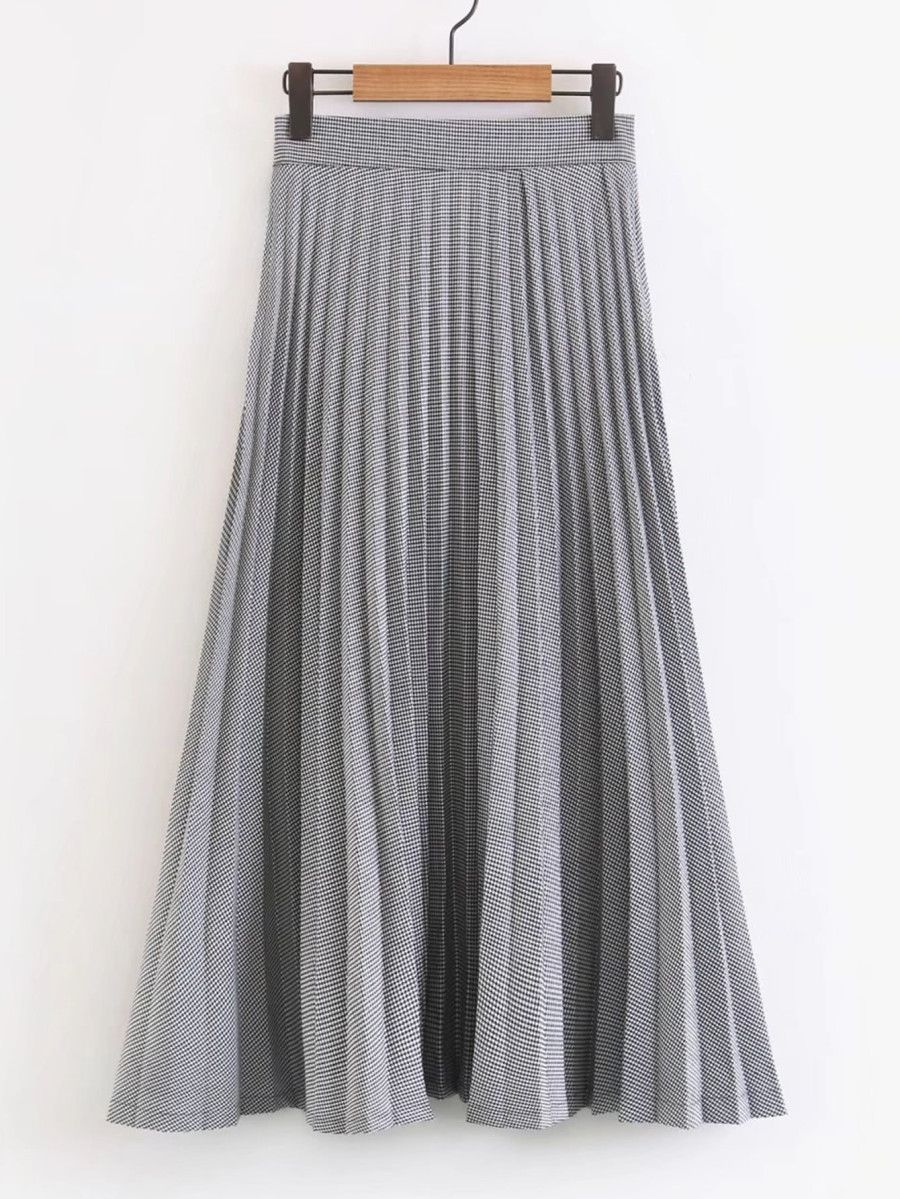 Plaid Pleated Midi Skirt | Image Source: www.shein.com