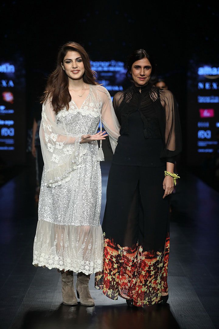 Rhea Chakraborty walking for Honor 9 Lite presents Rina Dhaka at Amazon India Fashion Week AW18 in New Delhi