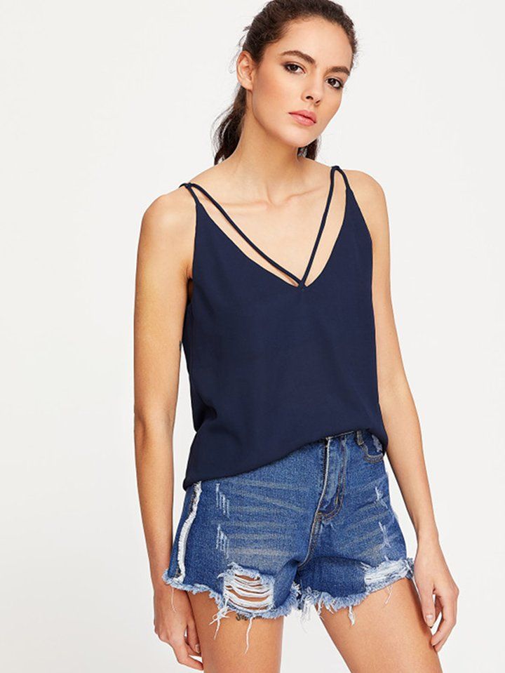 Strappy Double V Neck Cami Top | Image Source: www.shein.in