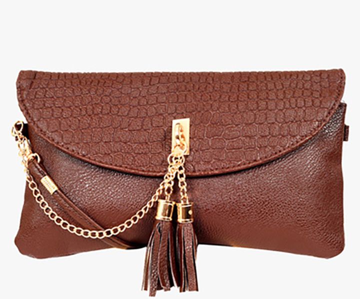 Lino Perros Brown Leatherette Sling Bag