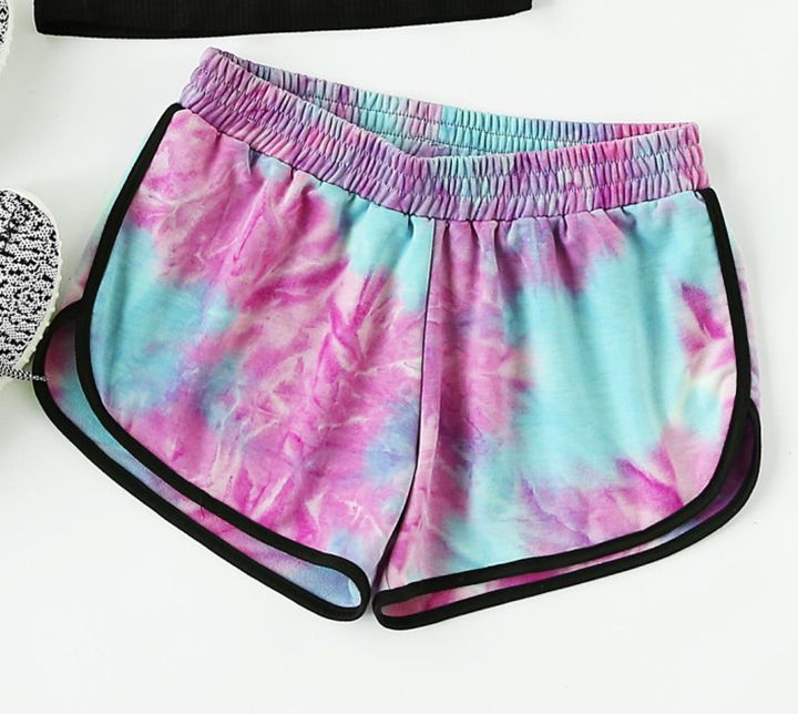 Water Color Shirred Waist Ringer Shorts