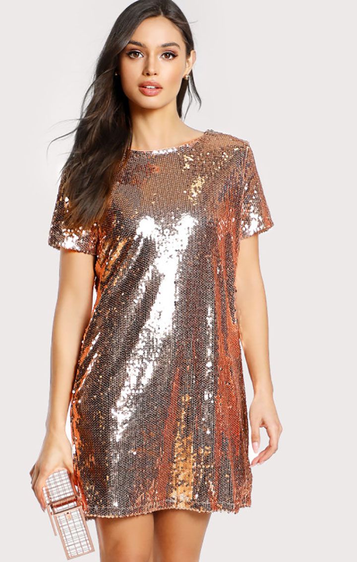 SHEIN Metallic Sequin Tunic Dress | Image Source: Shein.in