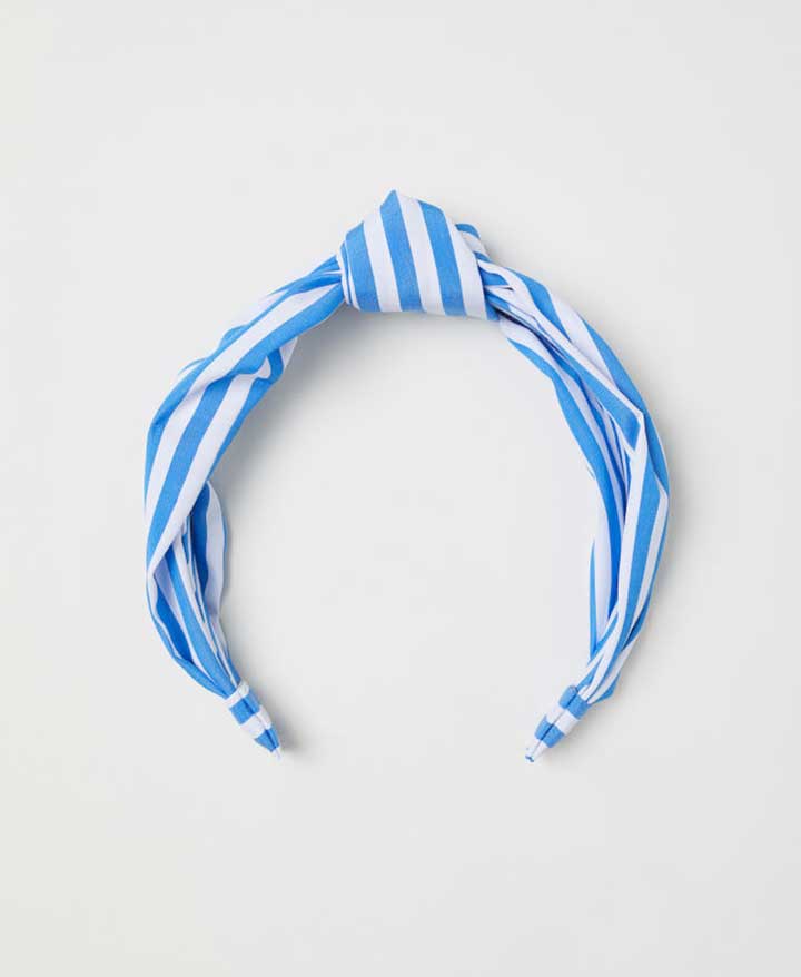 White & Blue Striped Headband