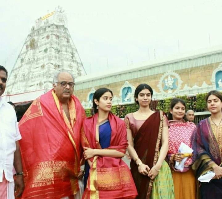Janhvi, Khushi and Boney Kapoor Seek Blessings At The Tirupati Temple Before ‘Dhadak’s’ Release
