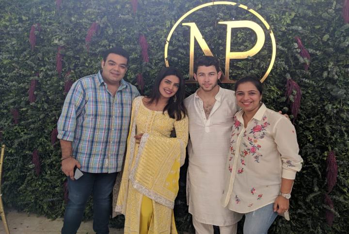 Event organisers Saurabh and Tina with Priyanka Chopra and Nick Jonas