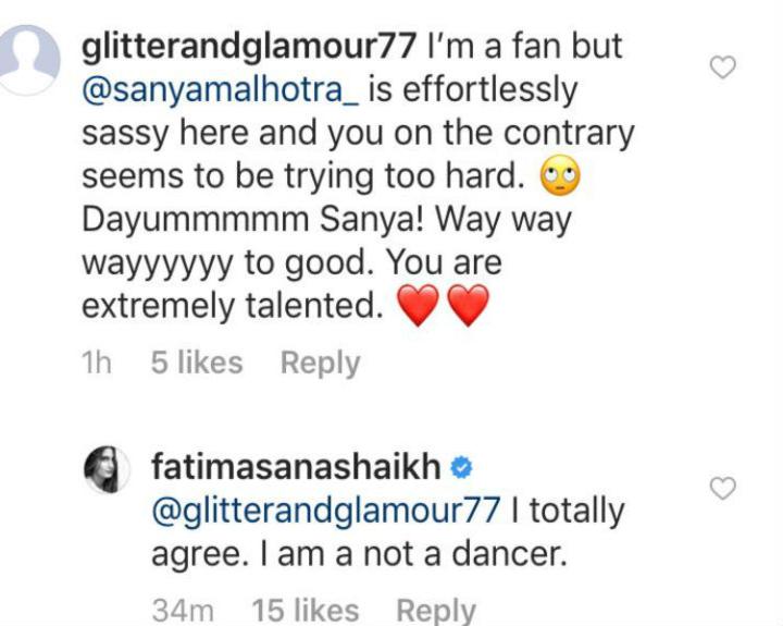 Fatima Sana Shaikh's comment