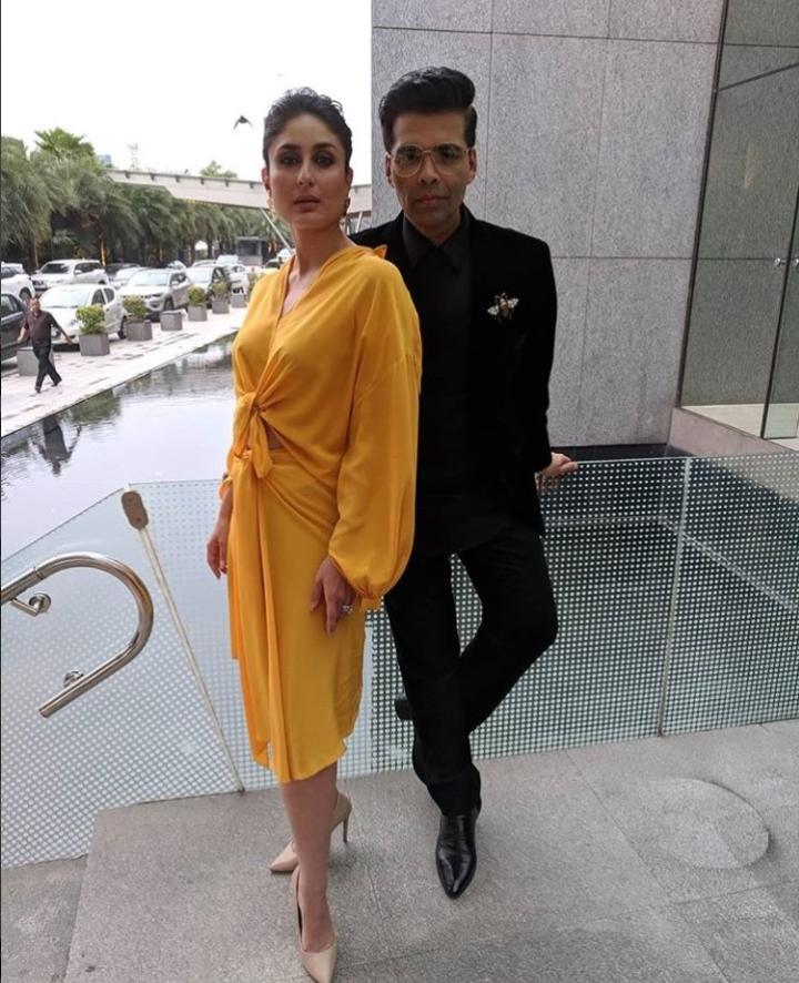 Kareena Kapoor Khan And Karan Johar Perfect Their Pouts On Their Flight To Delhi
