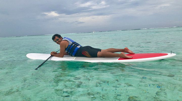 Rehan Poncha Paddleboarding At Club Med Kani