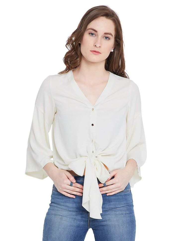 Tie-Front White Top | Image Source: www.amazon.in