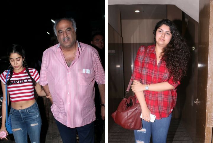 In Photos: Boney Kapoor Spotted On a Movie Date With His Daughters Janhvi And Anshula