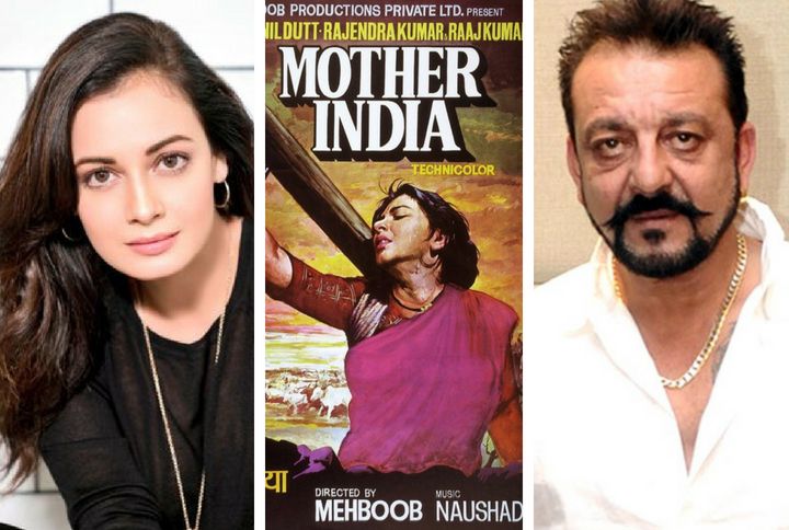 Dia Mirza, Mother India Poster and Sanjay Dutt