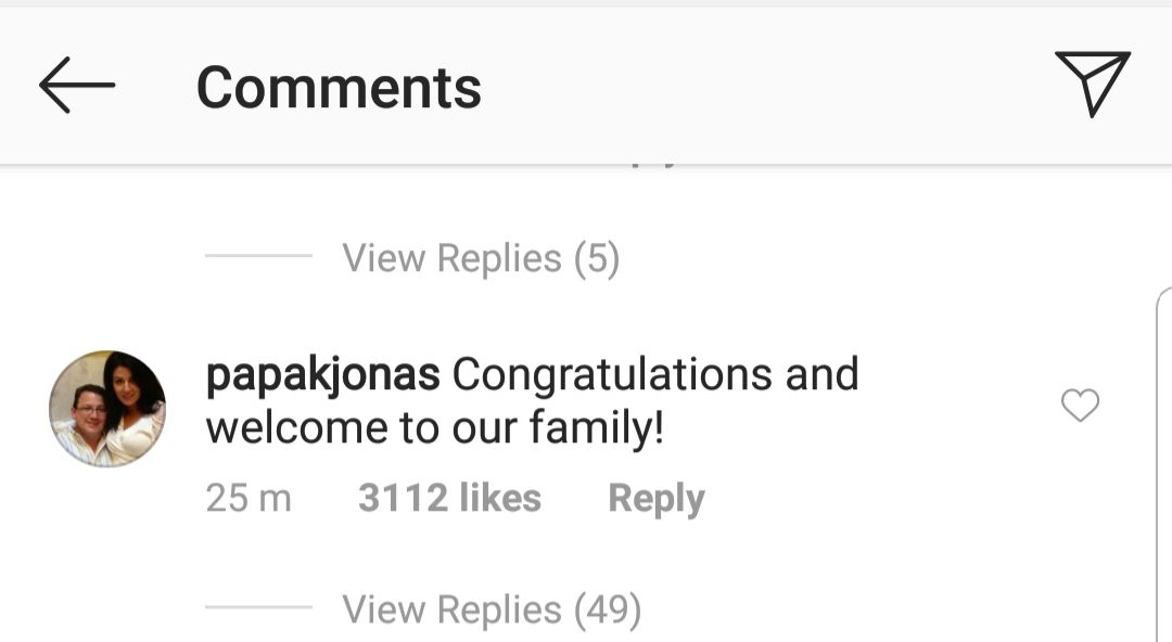 Kevin Jonas's (Nick's dad) comment