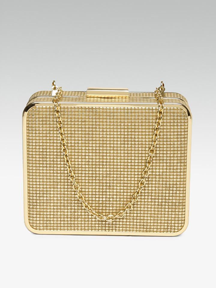 20Dresses Gold-Toned Textured Clutch | Image Source: www.myntra.com