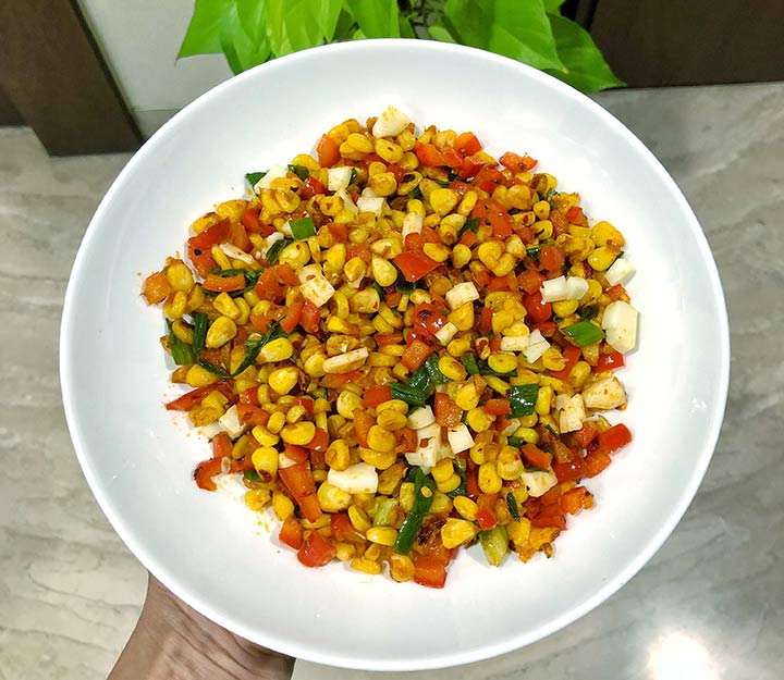 Corn, Sriracha And Bell Pepper Salad By Vidhi Doshi