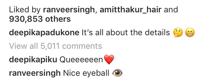 Ranveer Singh's comment on Deepika Padukone's picture
